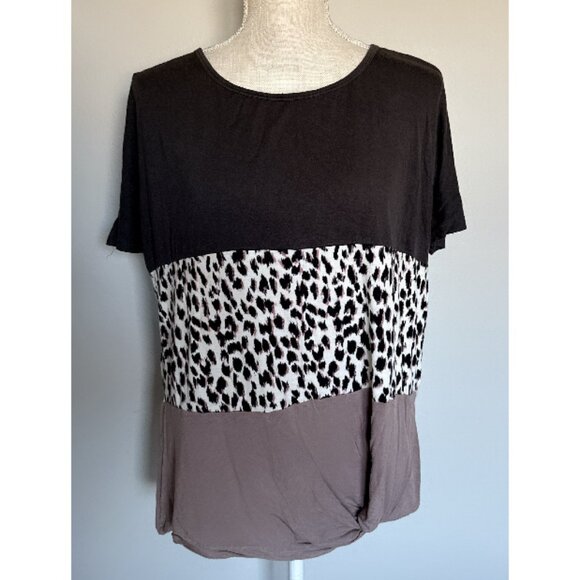 Maurices Size M Leopard Print Tri-Panel Tunic Top - Picture 1 of 5